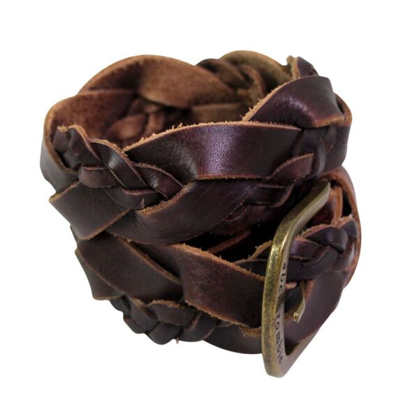 Abercrombie BRAIDED BROWN REAL LEATHER 1 3/8"Wd CASUAL WOMEN'S BELT Sz L/XL (C75 - Picture 6 of 14